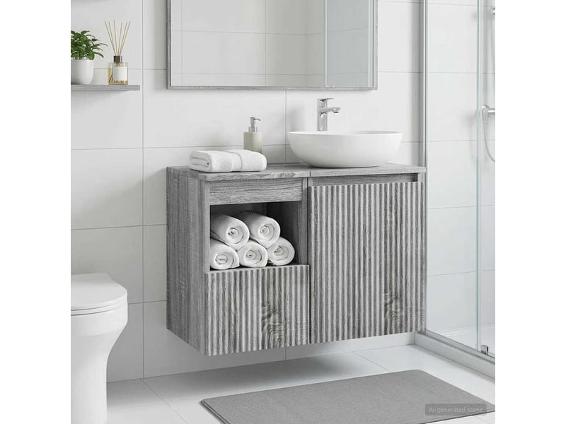  Armoire de salle de bain, meuble de rangement sonoma gris 30x35x50 cm  - Conforama D