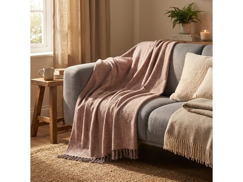  Plaid déco en coton hip - rose  - Conforama B