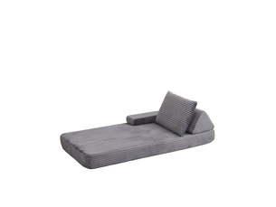 Canapé modulaire avec accoudoirs réglables et dossier triangulaire, style moderne, en corduroy gris