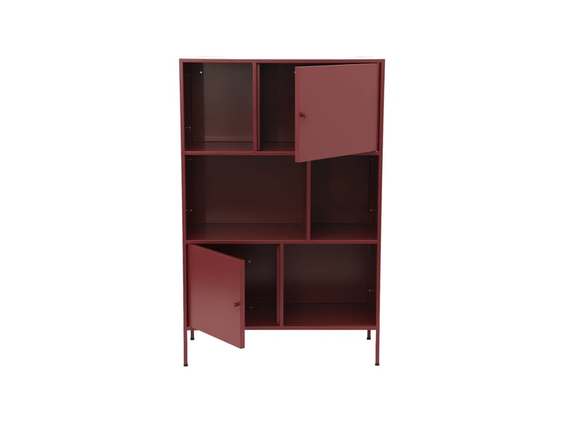  Buffet. Meuble de rangement industriel métal bordeaux 6 compartiments. L 80 x p 35 x h 125cm - oklahoma  - Conforama C