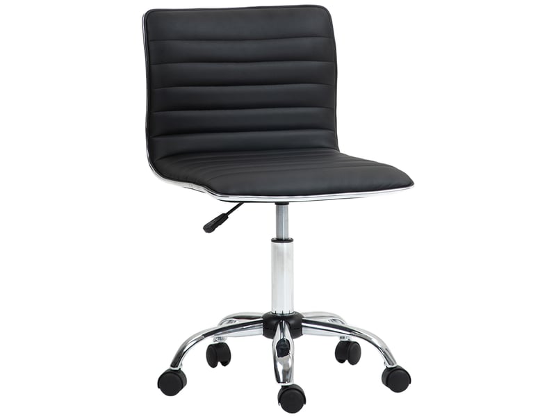 Chaise de bureau à roulettes pivotante avec hauteur réglable et siège rembourré dimensions 48 x 52 x 78-90 cm en noir  - Conforama A