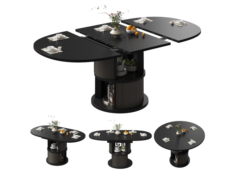  Table extensible ovale noire avec rangement, 118 à 158 cm Fay Lum - Conforama A