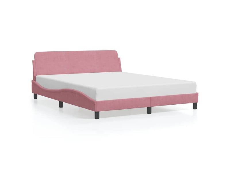  Lit double- lit adulte -  cadre de lit avec tête de lit dover rose 160x200cm velours  - Conforama A