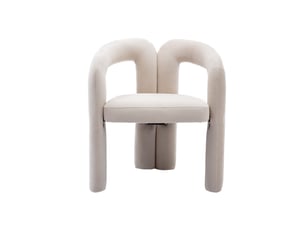 Lot de 2 chaises de salle à manger en velours beige avec accoudoirs