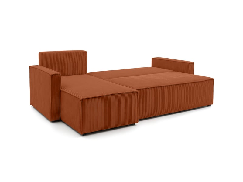  Farah - canapé d'angle reversible convertible 4 places accoudoirs slim velours cotelé  - Conforama C