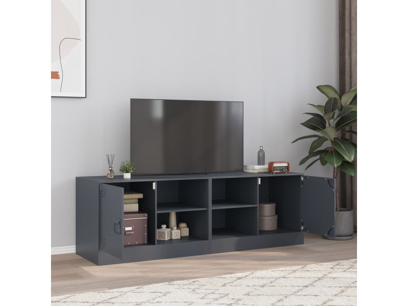 Lot de 2 meuble tv bas salon anthracite 67x39x44 cm acier shl51448  - Conforama B