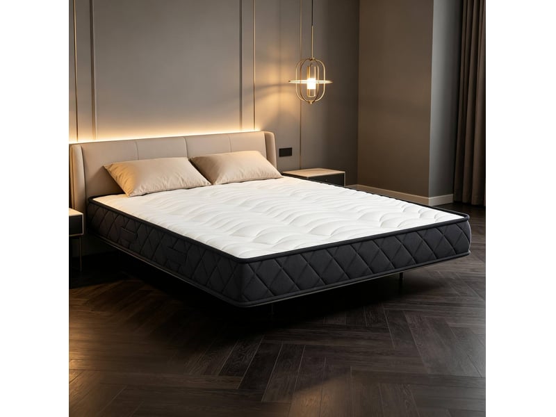  Matelas 140x190 cm pour 2 personnes, mousse à mémoire de forme, 20 cm, blanc et gris, housse en polyester  - Conforama C