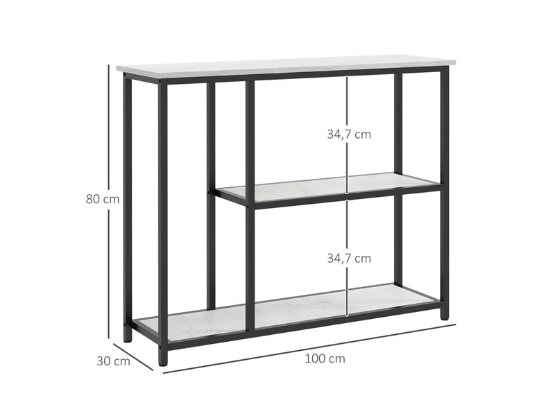  Console d'entrée à 2 étagères ouvertes avec protection anti-basculement, pour couloir, blanche 100 × 30 × 80 cm  - Conforama C