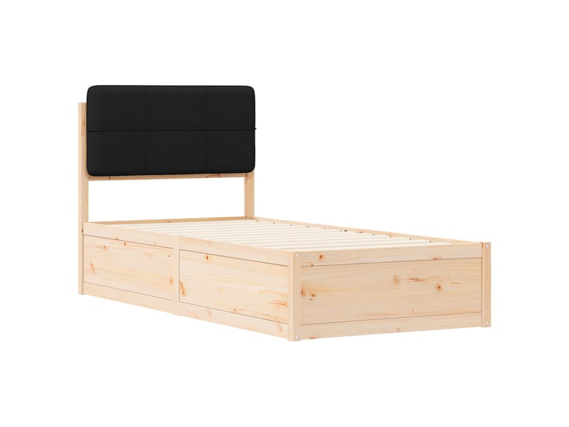  Lit simple- lit adulte -  cadre de lit avec tête de lit rembourrée noir 100 x 200 cm  - Conforama C