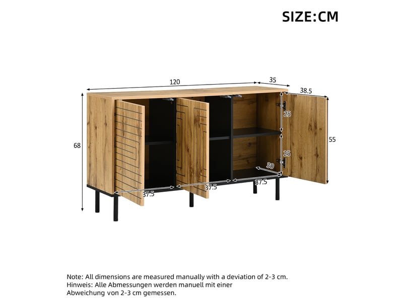  Buffet effet bois design geometric 3 portes 6 compartiments  - Conforama E