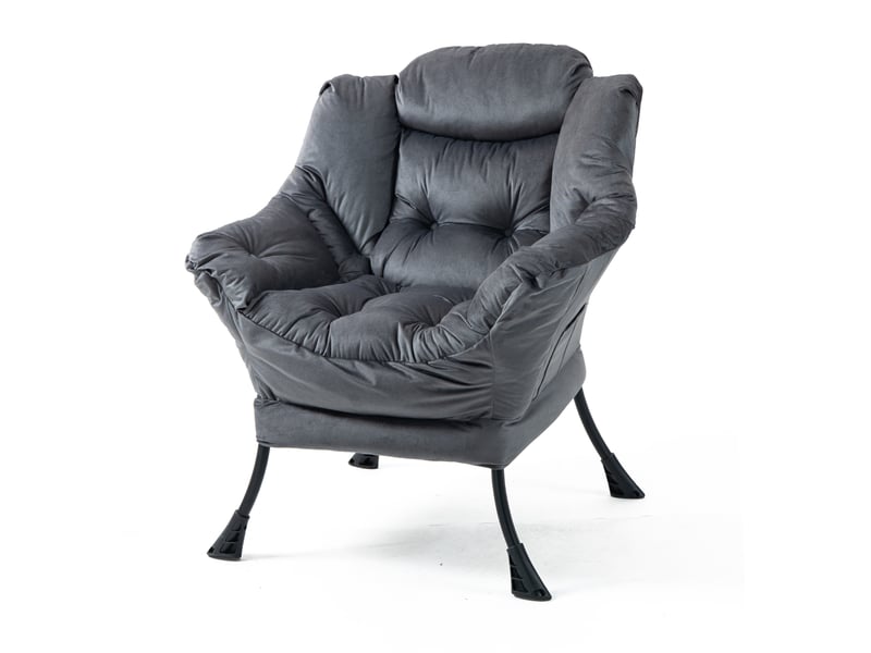  Fauteuil modenvie de relaxation gris foncé avec poche latérale structure métal 75 x 80 x 85 cm  - Conforama A