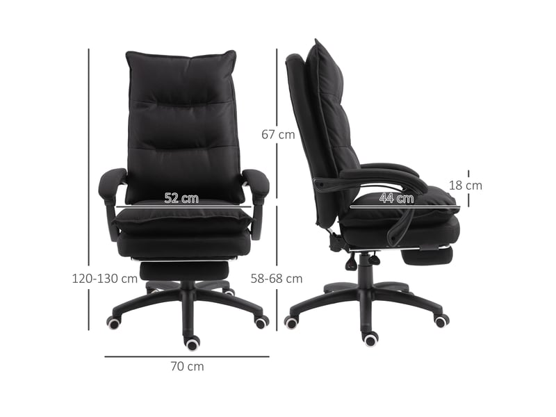  Fauteuil de bureau avec fonction massage, fauteuil de bureau ergonomique inclinable et pivotant, avec repose-pieds, noir  - Conforama E