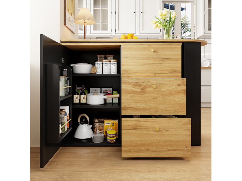  Table de bar extensible pivotante avec rangement mdf noir  - Conforama D