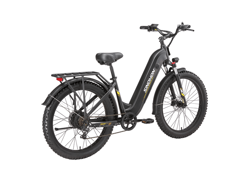 Vélo électrique 26 sinohon ak26, pneus larges, freins hydrauliques, noir - Conforama E