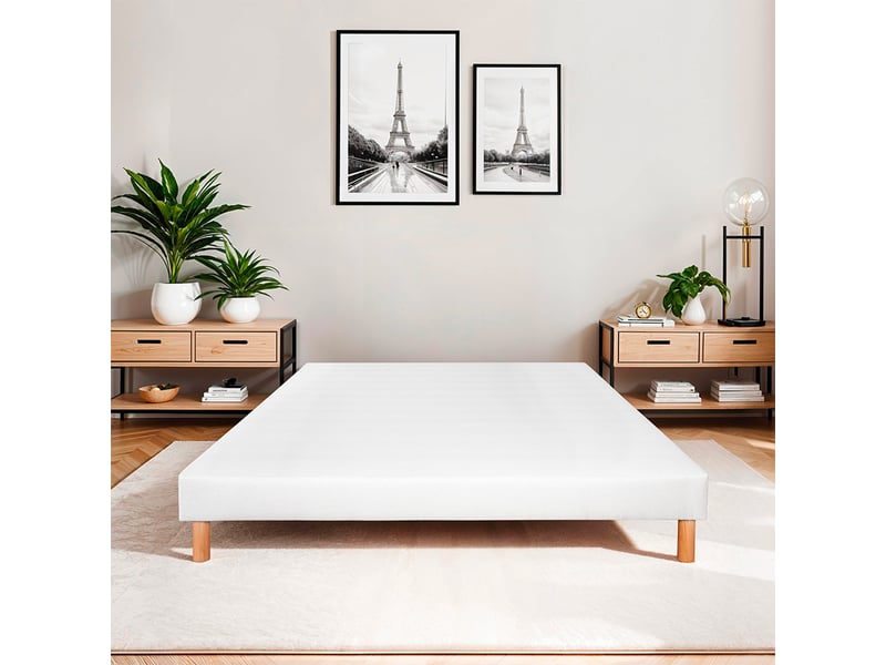  Sommier tapissier tissu constantine 70x190 cm - blanc 3SO02.01.18.0719 - Conforama B