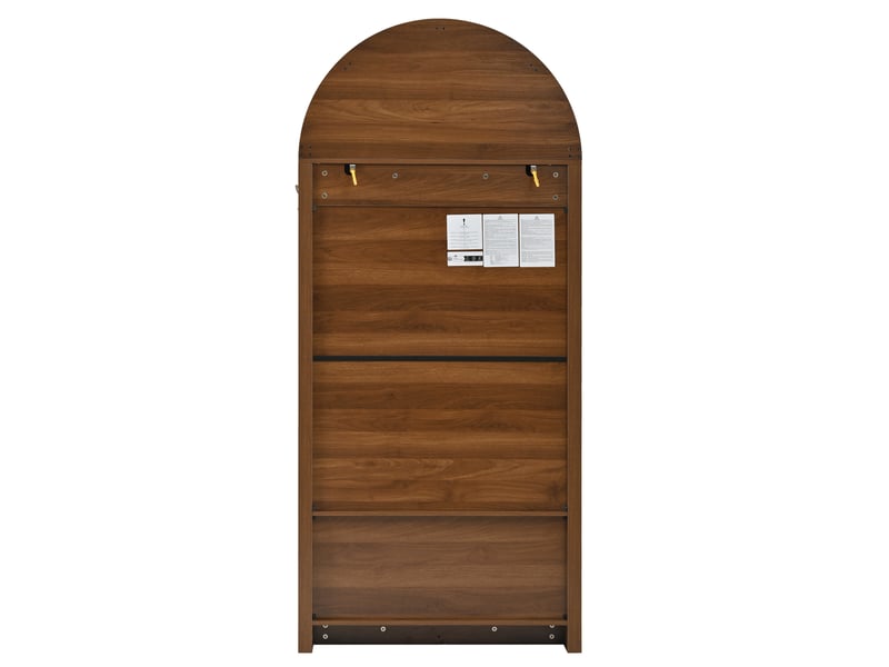  Armoire 2 portes avec panneaux en rotin  80 x 50 x 179 cm, penderie, étagères et 4 tiroirs, noyer  - Conforama D