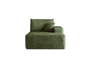 Méridienne convertible - 95x175 cm vert - chaise lounge en velours côtelé doux sans montage avec accoudoir droit pour salon
