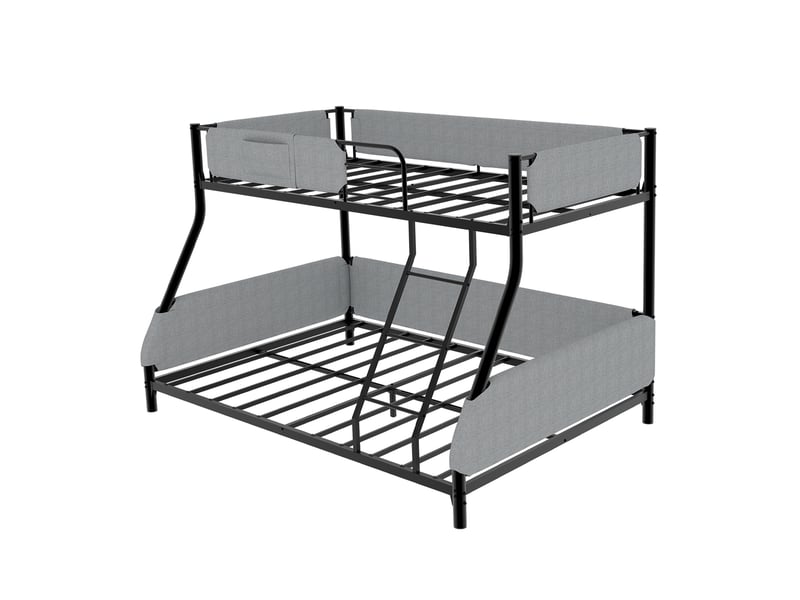  Lit superposé avec poche textile 90 × 190 140 × 190 cm, noir et gris IKSETERA TRADING LTD - Conforama R