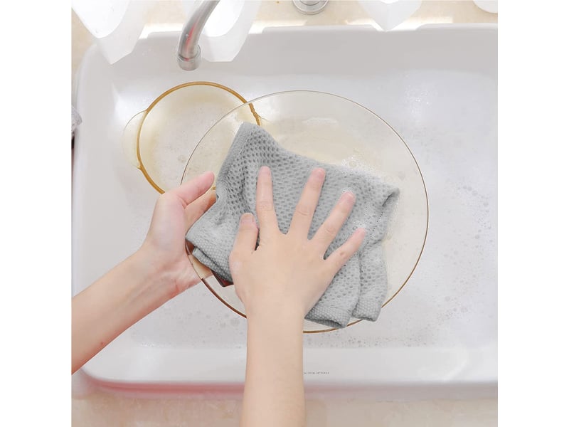 Lot de 6 torchons de cuisine,meulva,35x34x1 cm,tissage nid d’abeille,coton,gris clair  - Conforama D