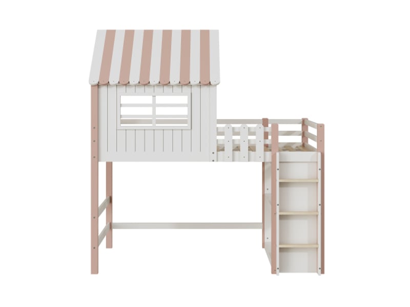  Lit mezzanine 90x200 cm coloris rose bois massif lit enfant rose - Conforama A