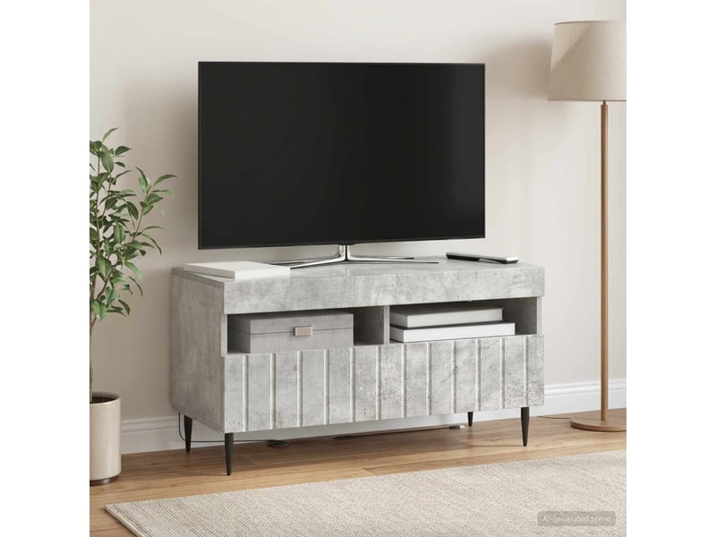 Meuble tv - banc tv - meuble de rangement led gris béton bois d'ingénierie - Conforama B