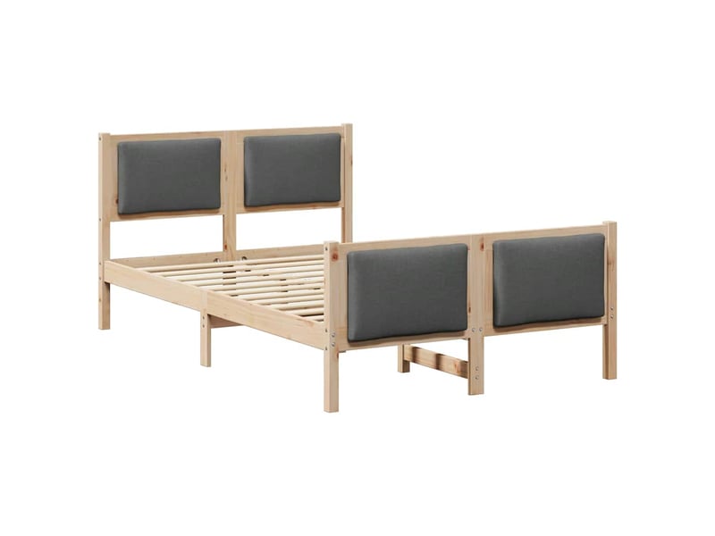  Lit double- lit adulte -  cadre de lit avec tête de lit gris foncé 120 x 190 cm tissu  - Conforama A