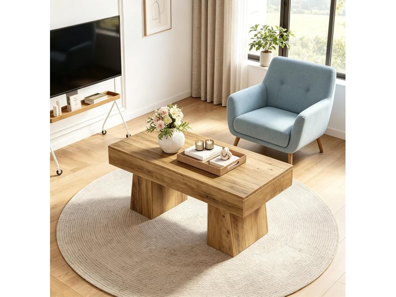  Table basse rectangulaire mdf 120 x 60 cm pieds réglables homvra  - Conforama C