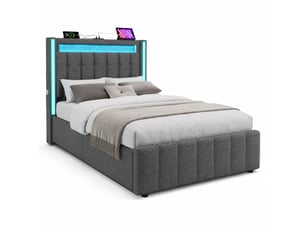Lit avec rangement 90x200 cm coloris gris