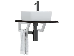 Étagère de vasque | étagère murale acier et bois de chêne massif shl4304