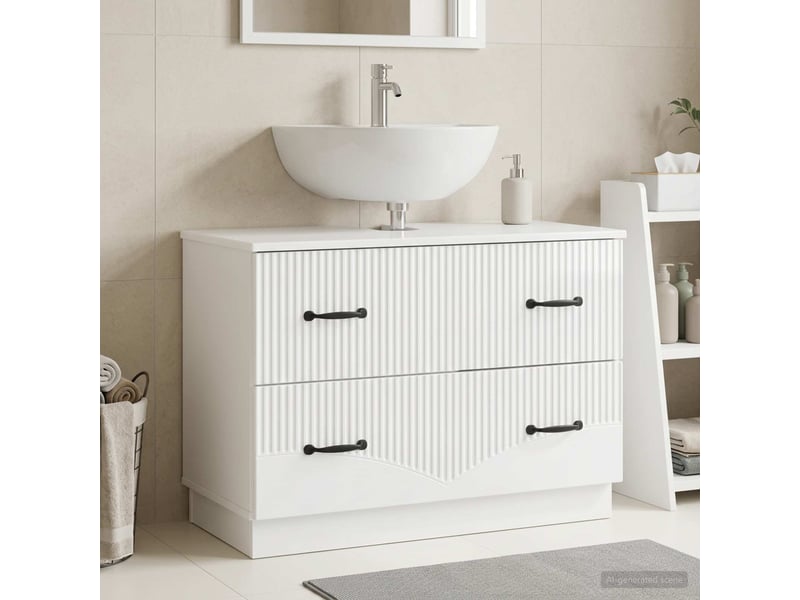  Meuble sous lavabo de salle de bain hoorn blanc brillant cf64903  - Conforama B
