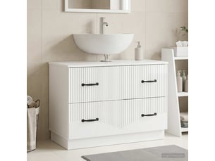 Meuble sous lavabo de salle de bain hoorn blanc brillant cf64903