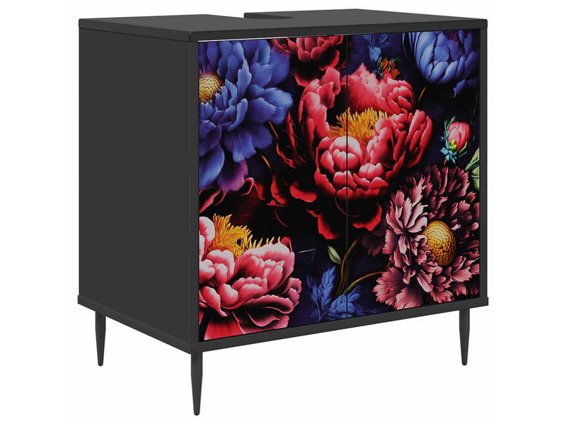  Armoire de salle de bain, meuble de rangement kiel chêne noir 60x40x61 cm  - Conforama A