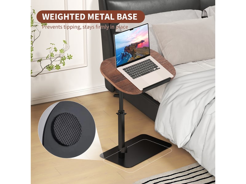  Table d'appoint jardin forme c, plateau pivotant 360° et hauteur réglable, canapé lit salon terrasse, métal stable, gain de place PPG_34BQ39CP - Conforama E