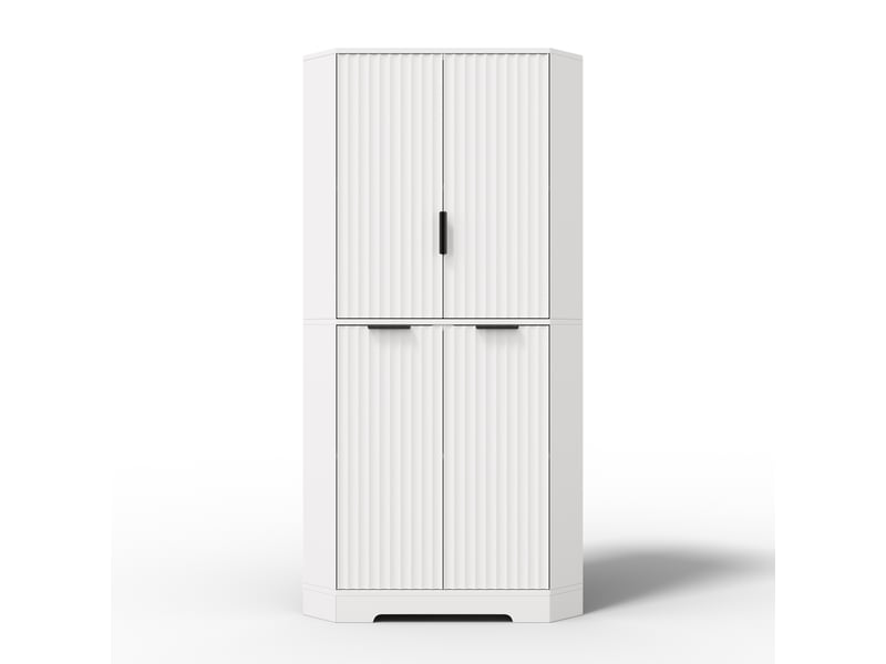  Meuble d'angle 4 portes avec étagères réglables blanc 60 x 60 x 172 cm  - Conforama A