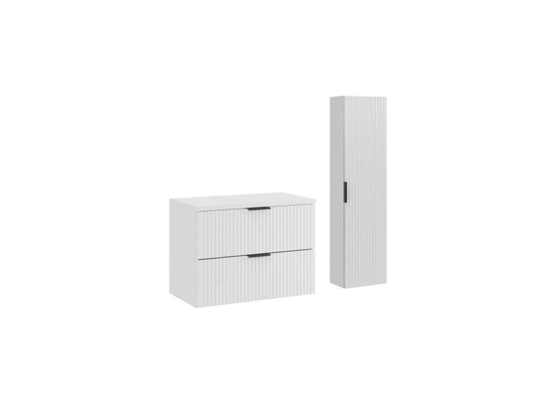 Ensemble de salle de bain noxera 80 cm – meuble sous vasque suspendu blanc alpin mat avec plan pour vasque et colonne murale - Conforama A