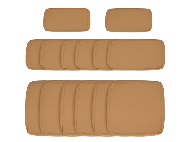  Lot de 14 housses de rechange coussins salon de jardin - 6 housses coussin d'assise, 8 housses coussin dossier marron  - Conforama A