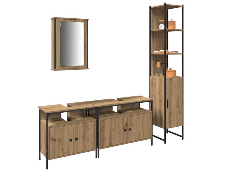 Ensemble de mobilier de salle de bain 4 pc chêne artisanal cf64502 - Conforama C