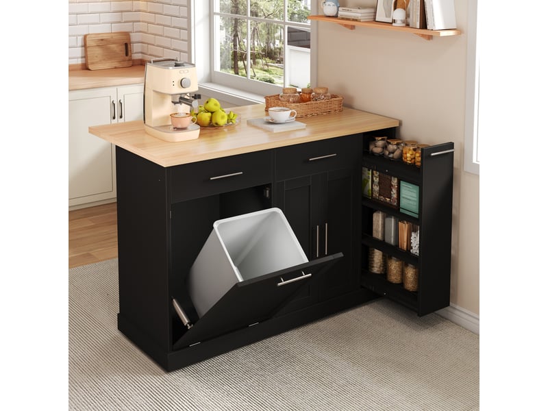  Îlot de cuisine 1 porte 2 tiroirs coloris noir mdf  - Conforama B
