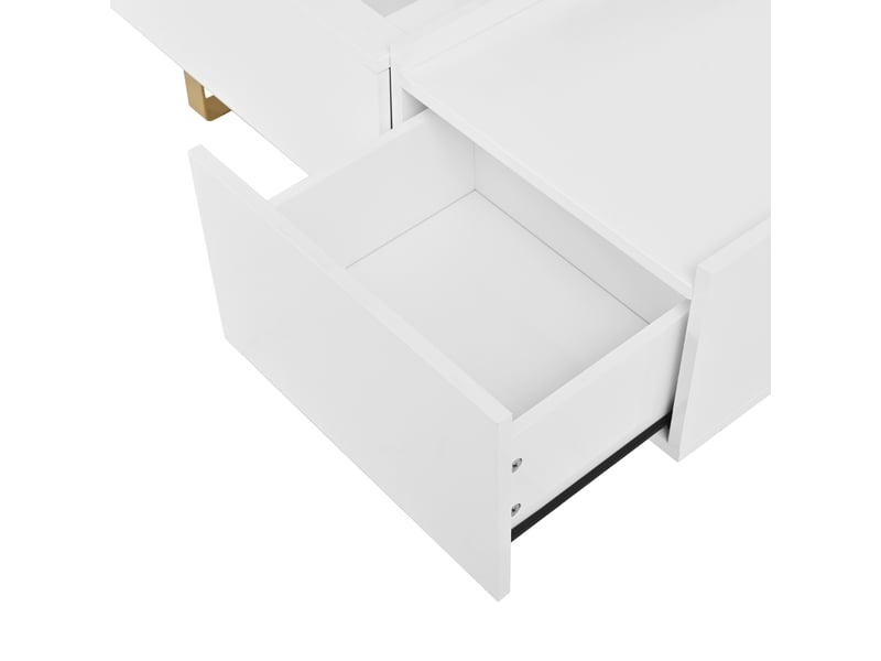  Table basse relevable avec tiroir mdf blanc et pieds dorés 100 x 50 x 54.5 cm N621P438962W - Conforama E