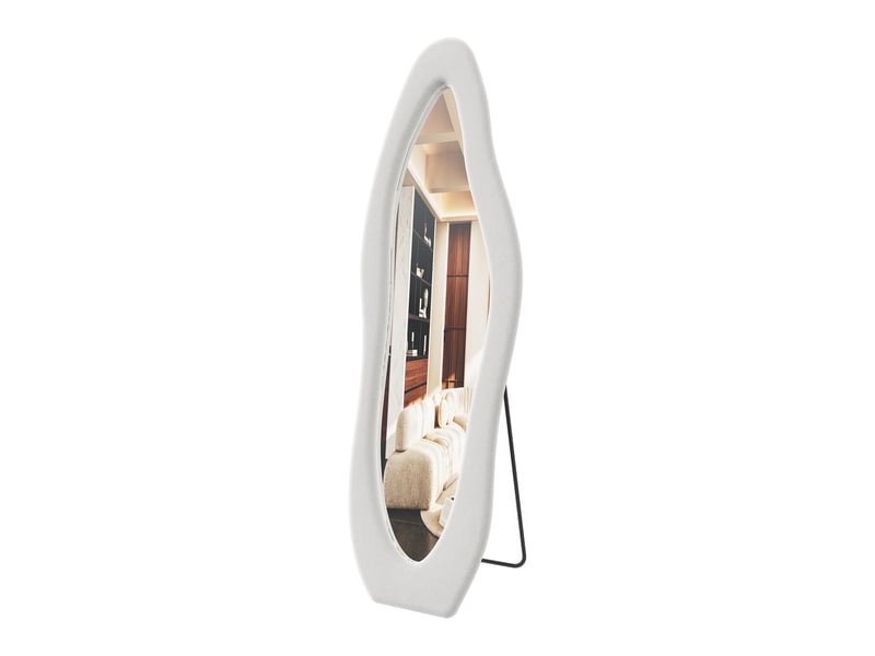  Miroir sur pied 160x50 cm blanc,miroir décoratif ,ondulé irrégulier,grand miroir mural avec cadre en flanelle  - Conforama A