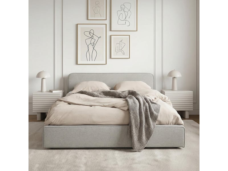  Lit simple belarti 120 x 190 cm rembourré, revêtement en tissu - gris clair  - Conforama C