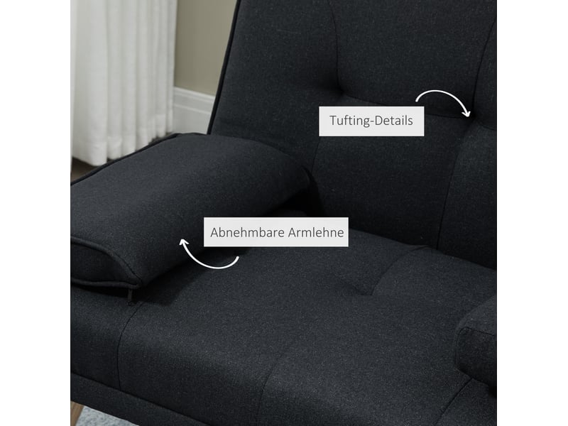  Canapé convertible ulevr 3 places 181 cm, dossier réglable 3 positions, table rabattable et porte-gobelets, polyester gris  - Conforama D