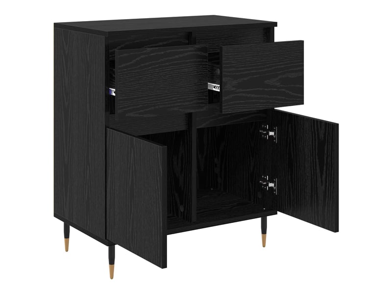 Buffet - bahut - meuble de rangement chêne noir 60 x 35 x 70 cm bois d'ingénierie et fer  - Conforama E