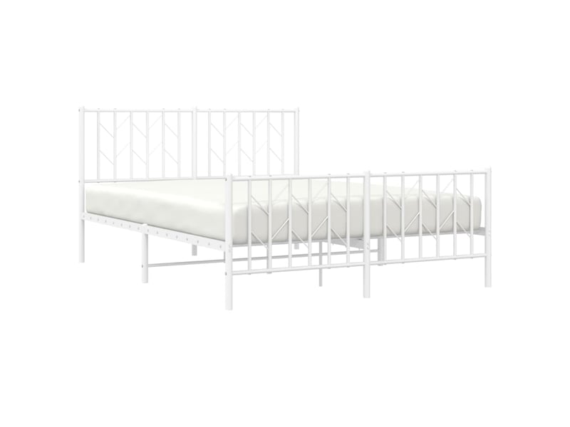  Lit double- lit adulte -  cadre de lit métal sans matelas et pied de lit blanc 135x190 cm  - Conforama B