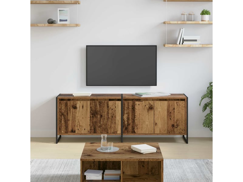  Meuble tv - banc tv - meuble de rangement 140 x 36 x 49.5 cm bois ancien bois d'ingénierie  - Conforama B