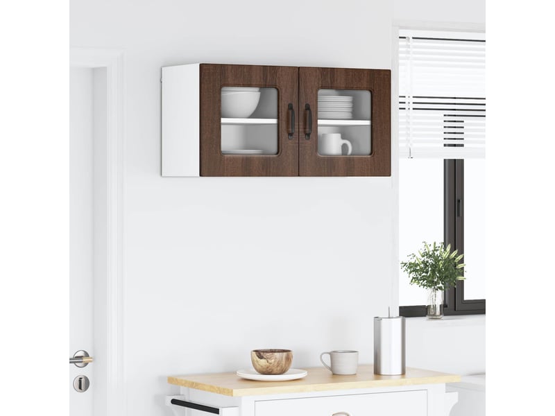  Meuble mural de cuisine | armoire de cuisine 2 pcs chêne brun shl818  - Conforama D