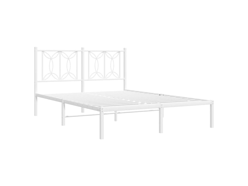  Lit double- lit adulte -  cadre de lit métal sans matelas et tête de lit blanc 135x190 cm  - Conforama B