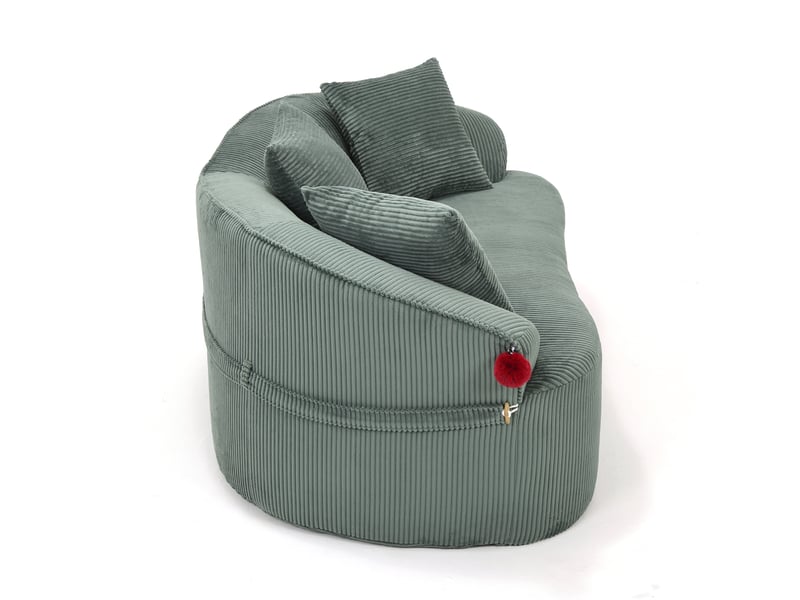 Canapé 2 places arrondi en velours côtelé vert 163x93x68 cm - Conforama R