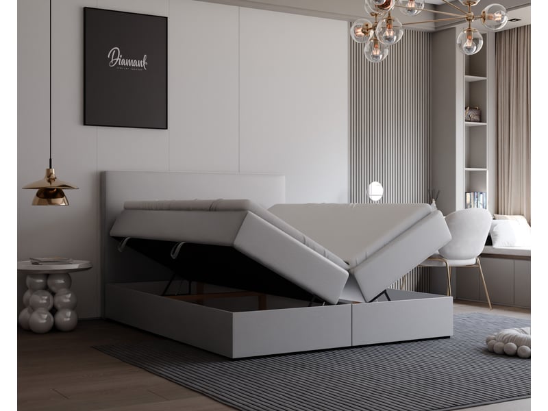 Lit coffre giulia - 140x200 cm - avec matelas et surmatelas - éco-cuir - gris GIULIA - Conforama C