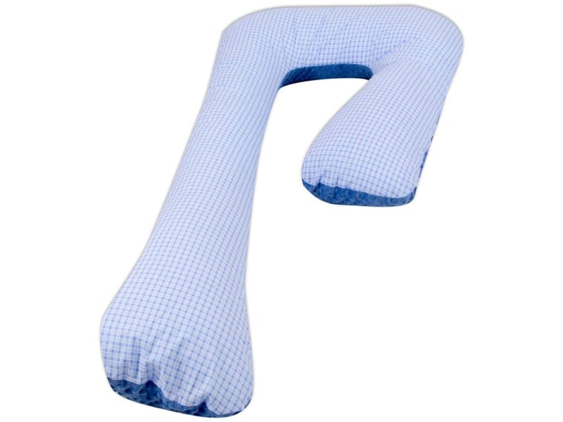  Coussin de maternité, grossesseallaitement, minky et coton, forme en 7 bleu à crreaux   bleu 4220321.4 - Conforama B